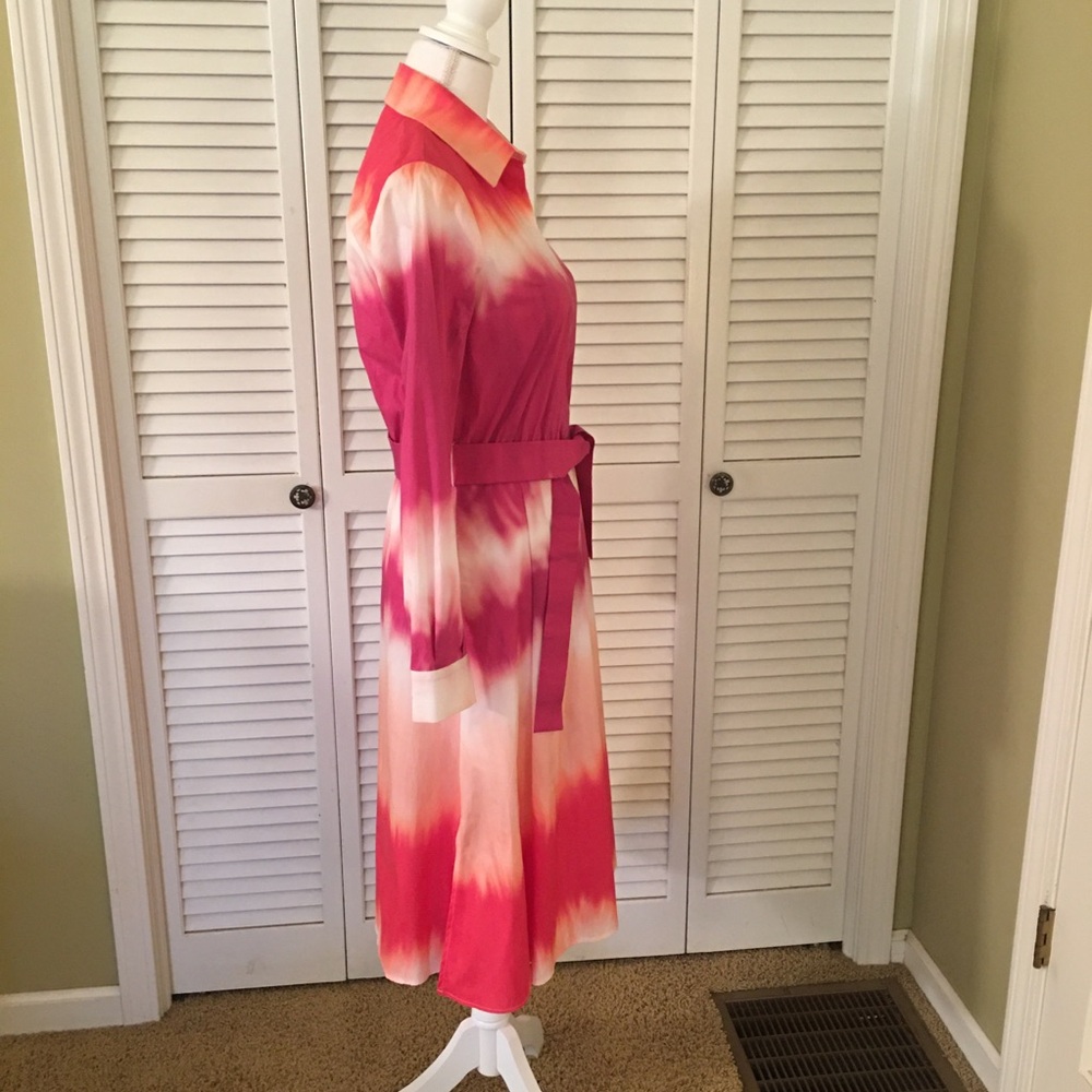 Piazza Sempione Elegant Pink Ombre Luxury Designer Shirt Dress NWT Size 40 (6) - Picture 5 of 11